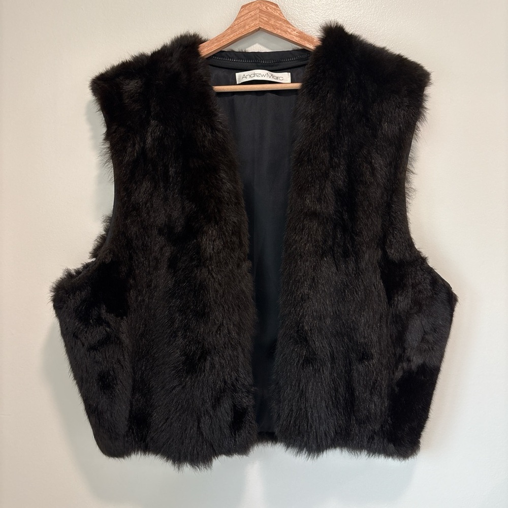 Andrew Marc Women's Black Fur Vest